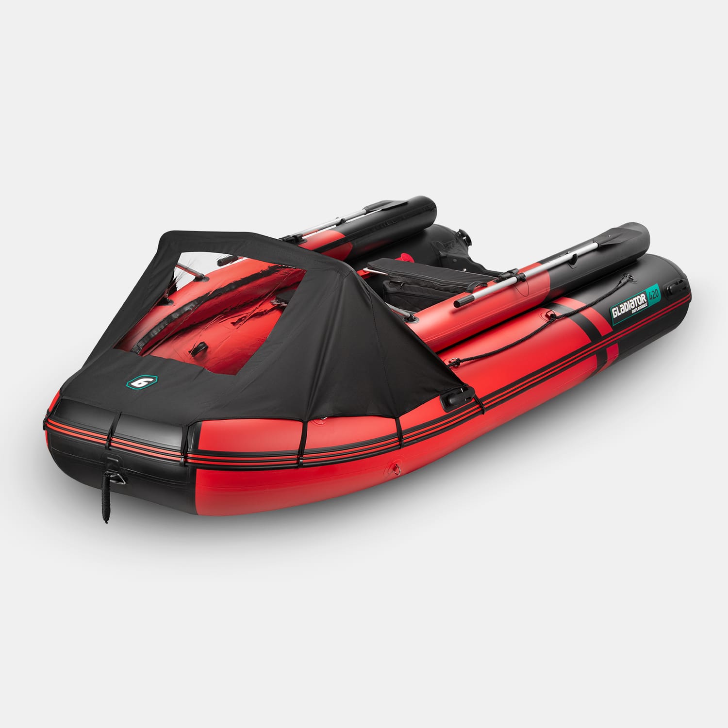 картинка Надувная лодка GLADIATOR E420X PRO красно-черный 