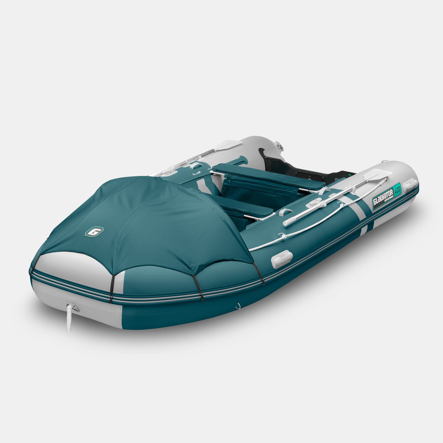 картинка Надувная лодка GLADIATOR E420PRO морской зеленый-белый 