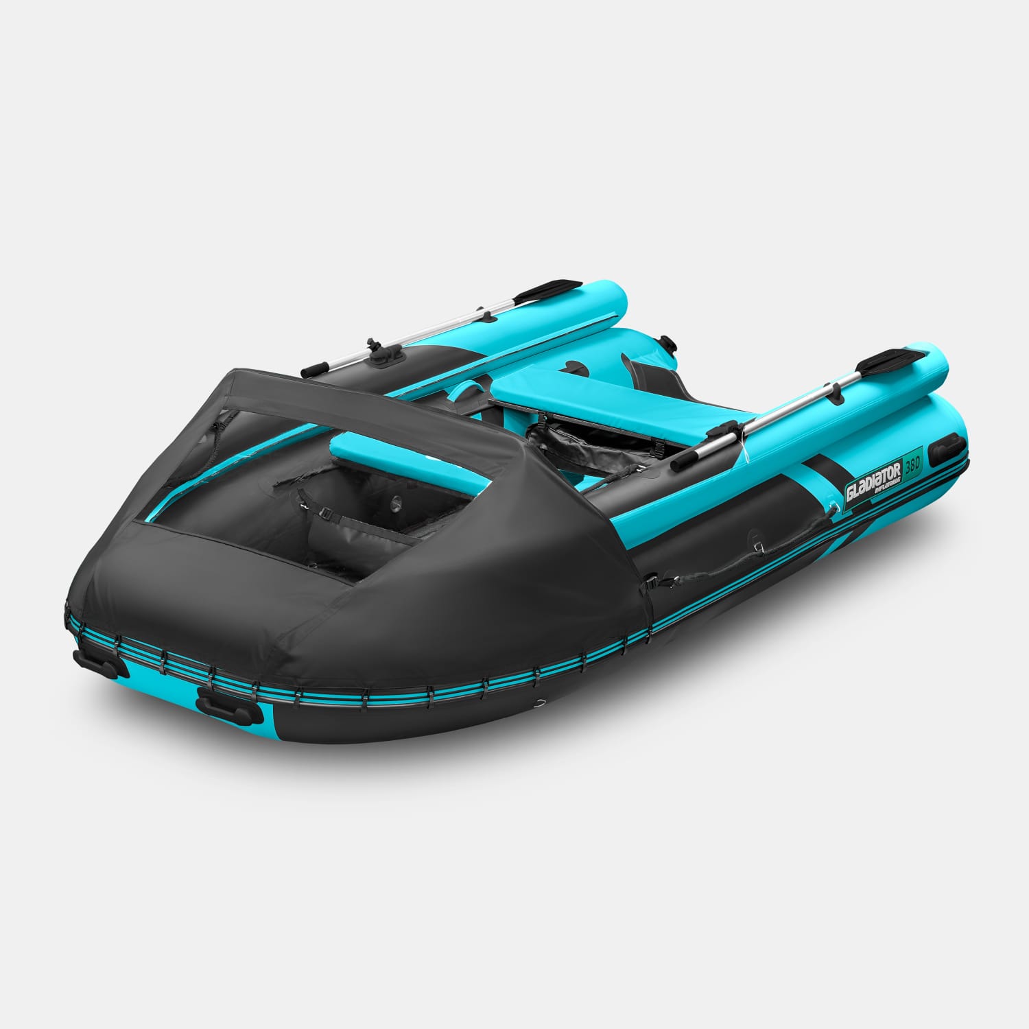 картинка Надувная лодка GLADIATOR E380X черно-бирюзовый 