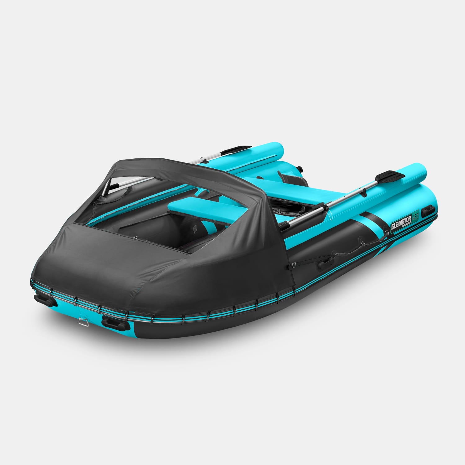 картинка Надувная лодка GLADIATOR E450X черно-бирюзовый 