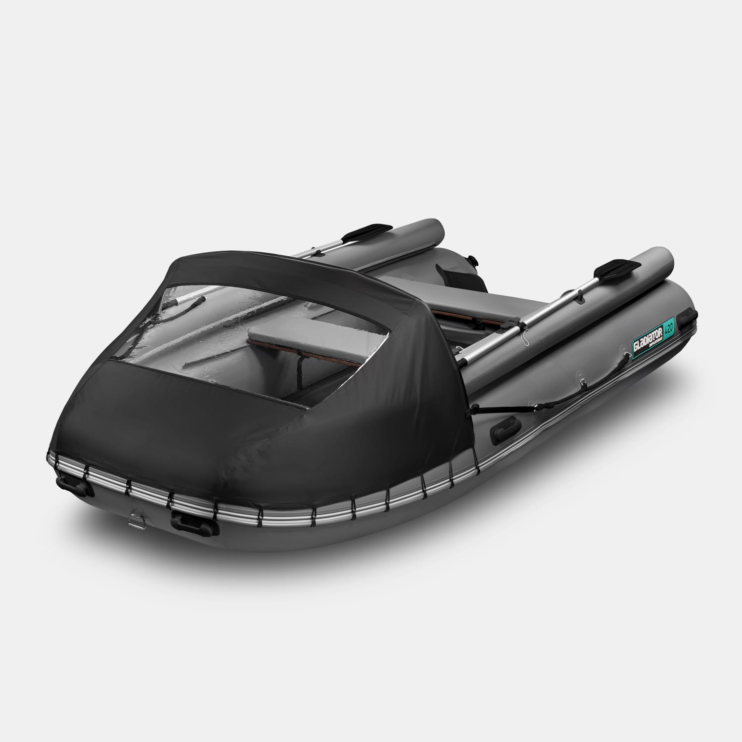 картинка Надувная лодка GLADIATOR E420X темносерый 