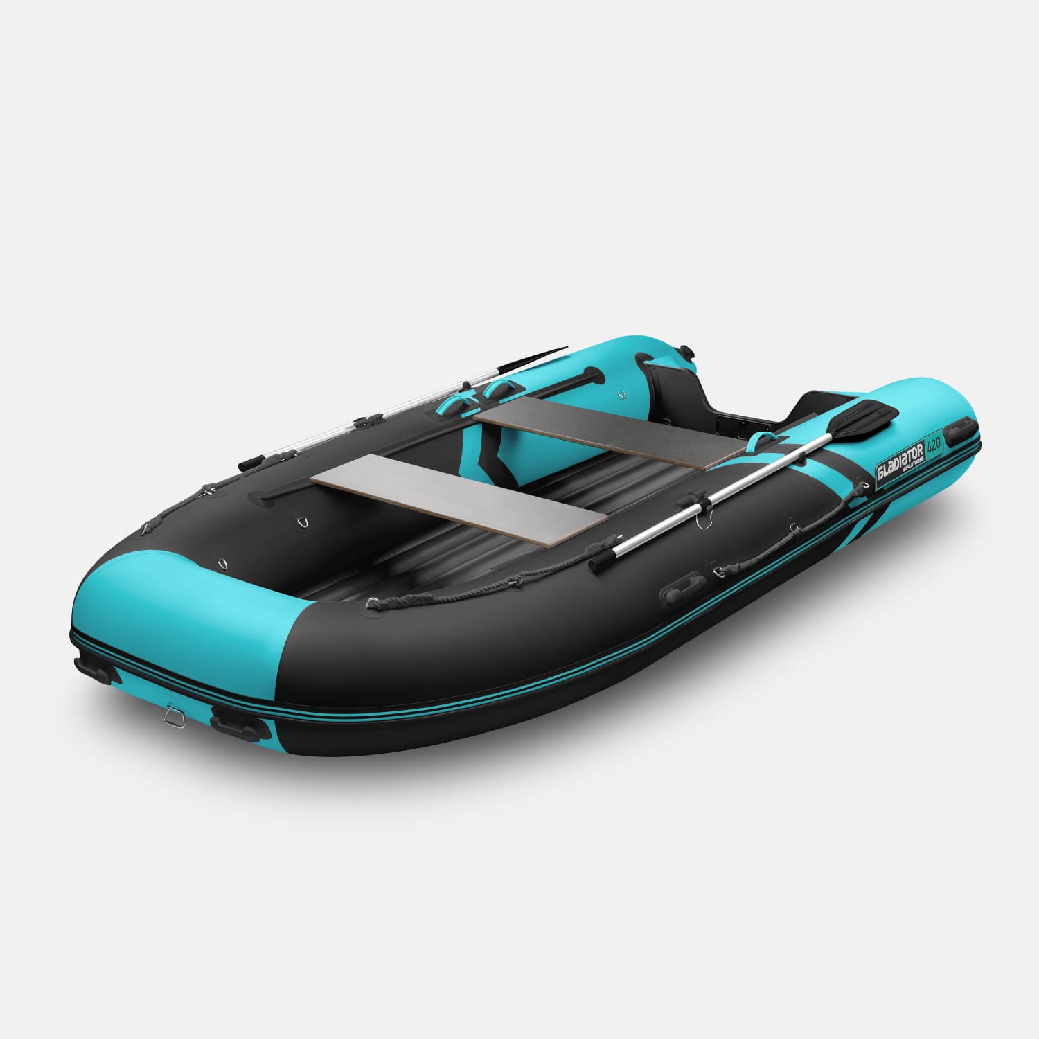 картинка Надувная лодка GLADIATOR E420S черно-бирюзовый 