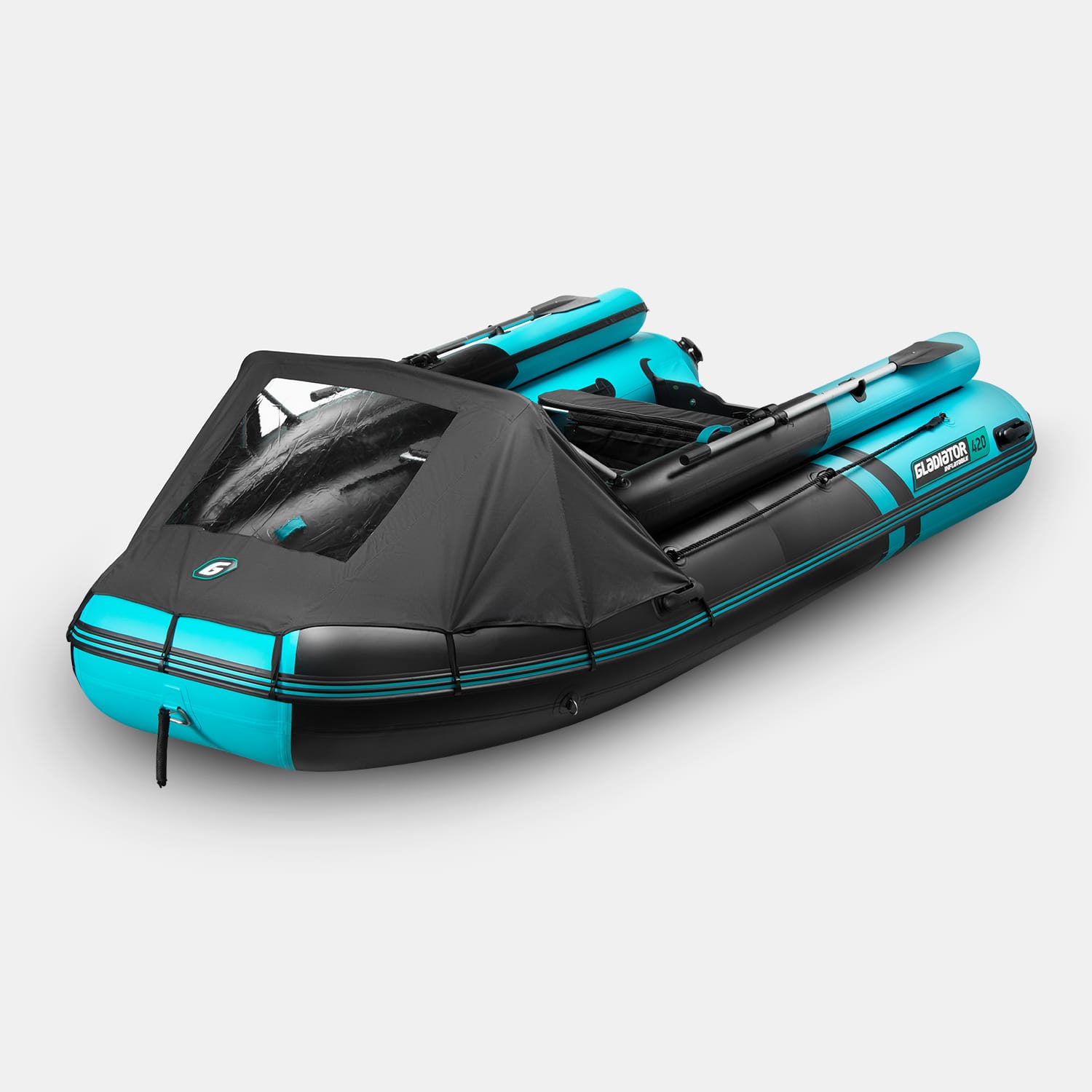 картинка Надувная лодка GLADIATOR E420X PRO черно-бирюзовый 