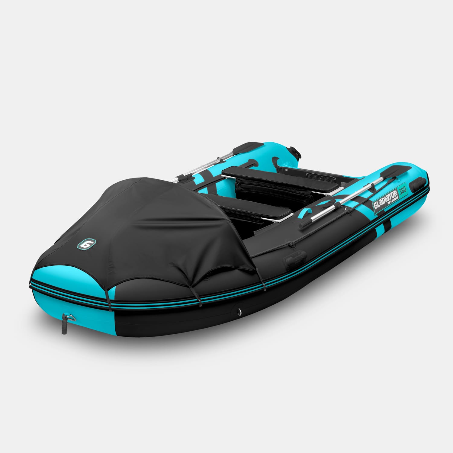 картинка Надувная лодка GLADIATOR E380PRO черно-бирюзовый 