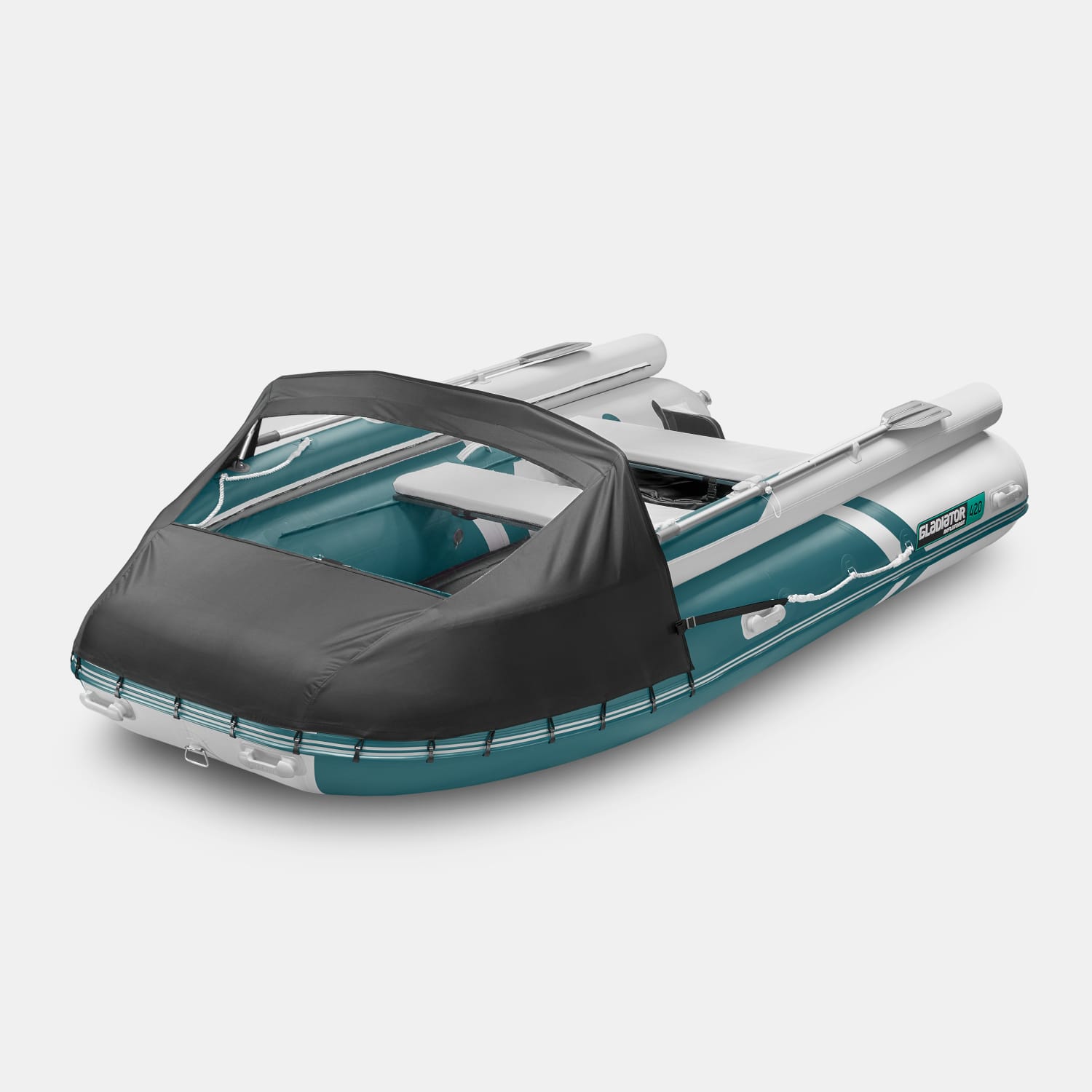 картинка Надувная лодка GLADIATOR E420X морской зеленый-белый 