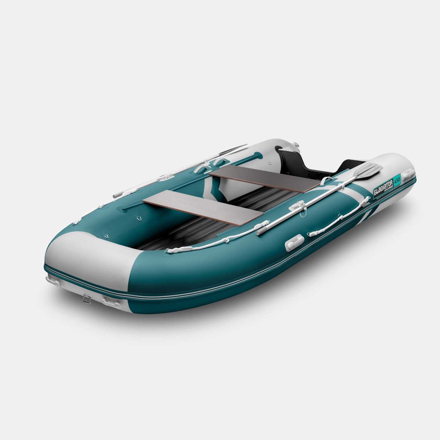 картинка Надувная лодка GLADIATOR E450S морской зеленый-белый 